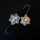 Wiszące kolczyki Crystal Vitrail - błękitny blask koralików Miyuki i kryształków Preciosa