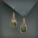 Wiszące kolczyki z labradorytem - miedziane wire wrapping