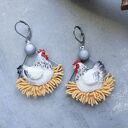 Kolczyki z kurą na gnieździe