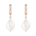 hand made kolczyki z różowego złota z perłami i kryształkami preciosa