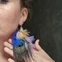 Duże kolczyki z piórami Ruda Klara - elegancki boho look