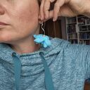 Lekkie, bardzo wyraziste kolczyki kwiatowe folk boho Frida - turkusowe