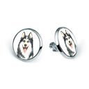 Kolczyki sztyfty z grafiką HUSKY