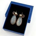 Kolczyki z agatem i perłą - wire wrapping miedź