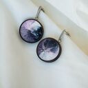 Drewniane kolczyki z wzorem, kolczyki ze stali nierdzewnej, kolczyki ze stali medycznej