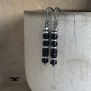 Kolczyki Onyx Column - onyks i hematyty na biglach ze srebra 925