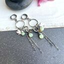 Chalcedon i koniczynka - srebrne kolczyki