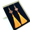 Długie kolczyki z karneolem i chwostem - miedziane wire wrapping