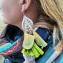 Kolczyki długie zielone etno-boho folk Frida - futrof