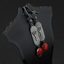 Kolczyki Algiz z czerwonym koralem - srebro oksydowane