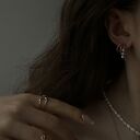 Kolczyki podwójne półkola z różowego złota