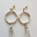 Kolczyki chwosty WĘZŁY kółka kamień rzeczny