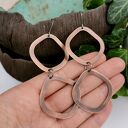 Kolczyki miedziane surowe w kształcie rombów c714ss