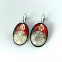 Kolczyki - oval-bordo (silver)