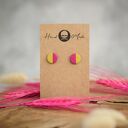 Kolczyki Dots Half - różowo - zielone