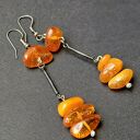 Oryginalne kolczyki z bursztynów bałtyckich mlecznego i koniakowego Prezent z klasą