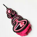 Flamenco kolczyki sutaszowe boho - ręcznie haftowane (8 cm)