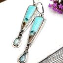 chryzokola, kyanit i słodkie popołudnie - srebrne kolczyki