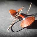 Kolczyki handmade Palma-dysk i koral czerwony - srebrne bigle