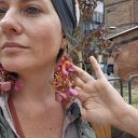 Kolczyki Kwiaty Leciutkie Ogniste w stylu etno-boho - Ruda Klara