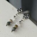 Kolczyki z dumortierytem i kamieniem księżycowym