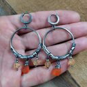 Kolczyki - karneol z cytrynem na kole