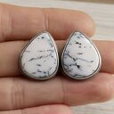 Agat dendrytowy i srebro - kolczyki sztyfty 1752a