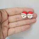 Mikołaje - świąteczne kolczyki wkręty handmade na Boże Narodzenie