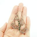 Kolczyki ze szmaragdem Nilu - miedziane wire wrapping z hematytem
