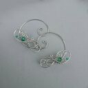 Oryginalne nausznice z zielonym agatem - wire wrapping