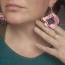 Kolczyki leciutkie kwiaty różowo zielone wykonane w pojedynczym egzemplarzu rękodzieło polecam