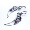 Srebrne kolczyki z ametystem - wire wrapping ze srebra 925 - ręcznie robione