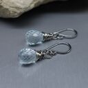 Kwarc niebieski kolczyki Frill - wire wrapping ze srebra 930/999