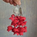 Lekkie czerwone kolczyki kwiaty handmade - pojedynczy egzemplarz