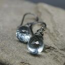 Kwarc niebieski kolczyki Frill - wire wrapping ze srebra 930/999