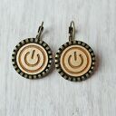 Drewniane kolczyki POWER BUTTON