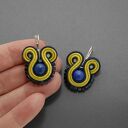 Kolczyki sutasz z jadeitami w kolorze limonka - ręcznie robione Soutache