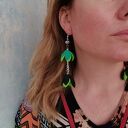 Kolczyki Kwiaty Zielone Długie Boho - Frida