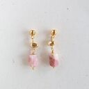 Kolczyki z opalem indyjskim wiszące, z mosiądzem złoconym