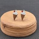 Kolczyki drewniane LODY W ROŻKU