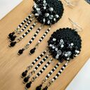 Kolczyki szydełkowe czarno-białe