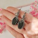 Kolczyki Lawa Wulkaniczna stal chirurgiczna handmade wirewrapping