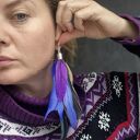 Kolczyki pióra boho kolorowe lekkie wykonane w pojedynczym egzemplarzu