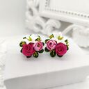 Kolczyki sztyfty 2,5 cm - mini bukiecik róże, lilie, tulipany, stal