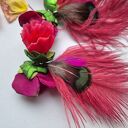 Kolczyki leciutkie kwiaty i pióra, polecam rękodzieło