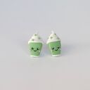 Kolczyki kawaii matcha latte - zielona herbata w kubeczku (handmade)