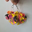 Kolczyki drewniane Ryby Frida malowane kwiatami - etno boho