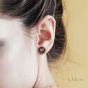 Kolczyki drewniane - Serce steampunk - sztyfty