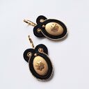 Kolczyki haftowane sutaszowe Gold Flower