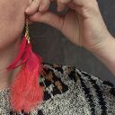 Kolczyki czerwone pióra leciutkie